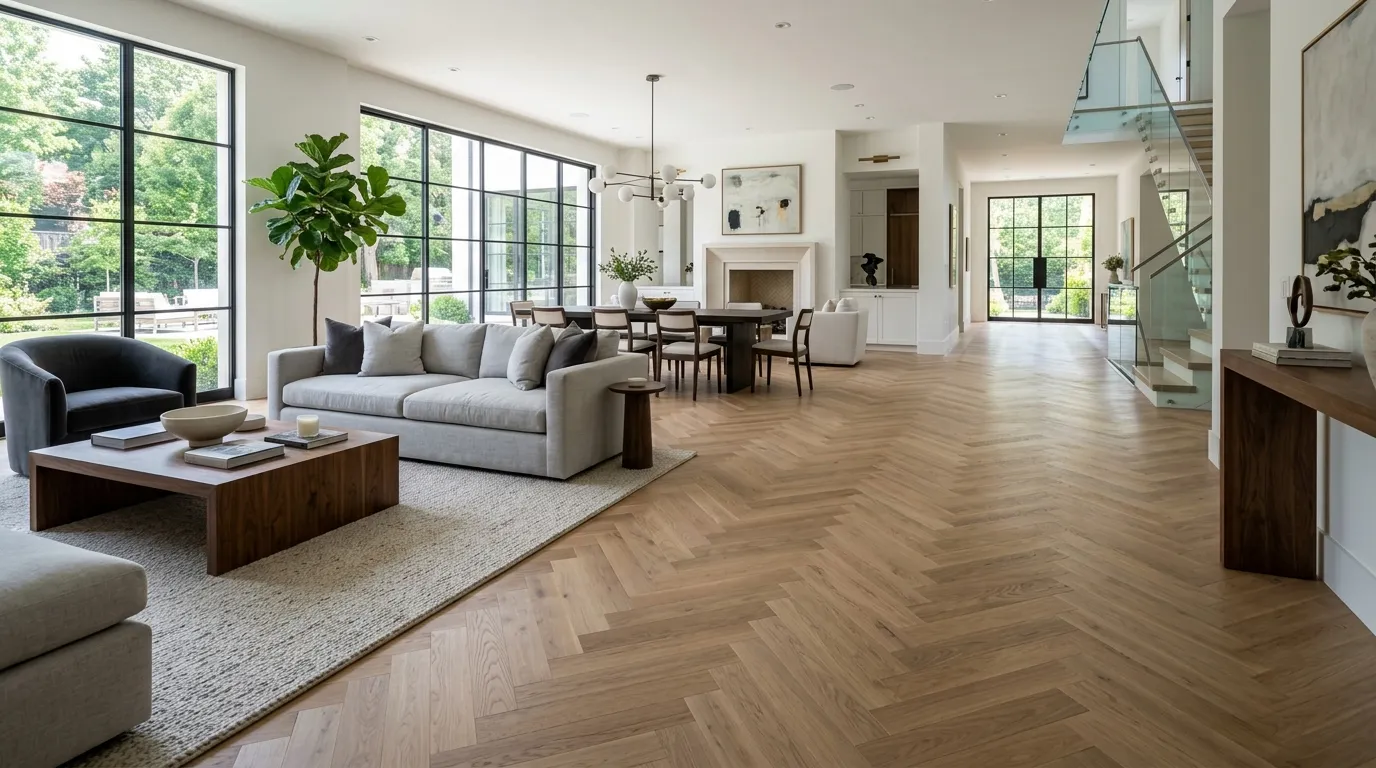 Realistic wood look vinyl flooring close up
