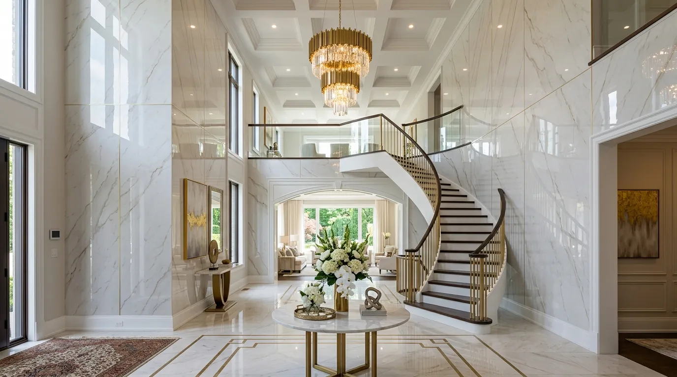 UV marble grand entryway feature wall